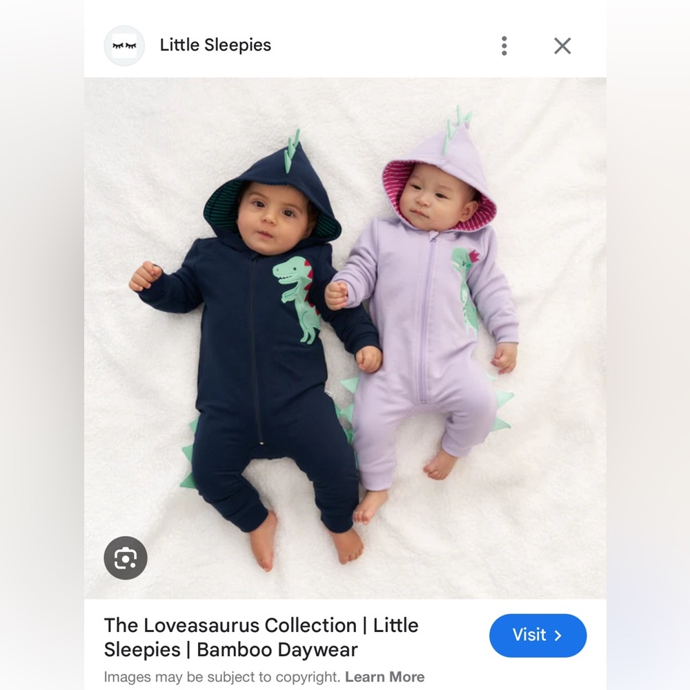 RARE!! Little Sleeies Dino romper suit